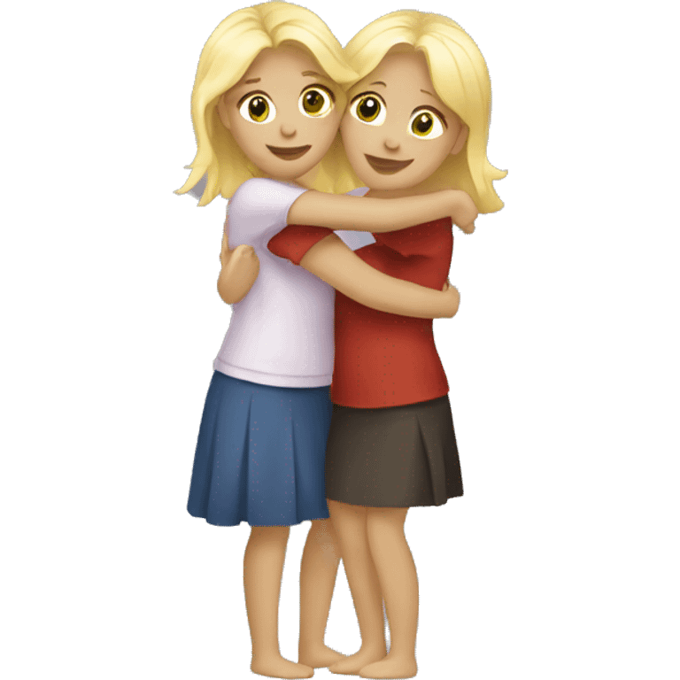 Two blonde girls hugging emoji