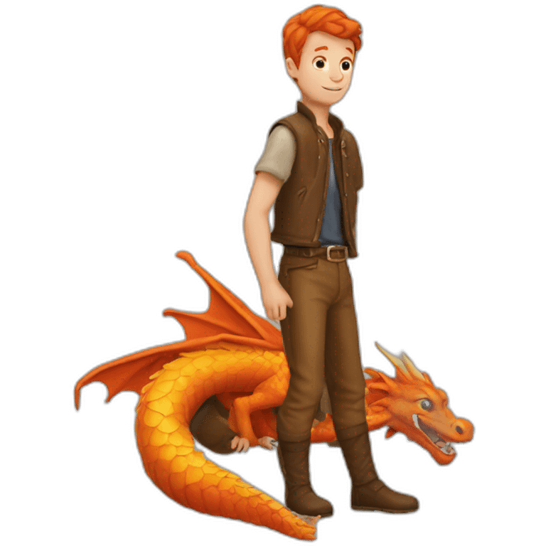 Garçon roux avec un dragon emoji