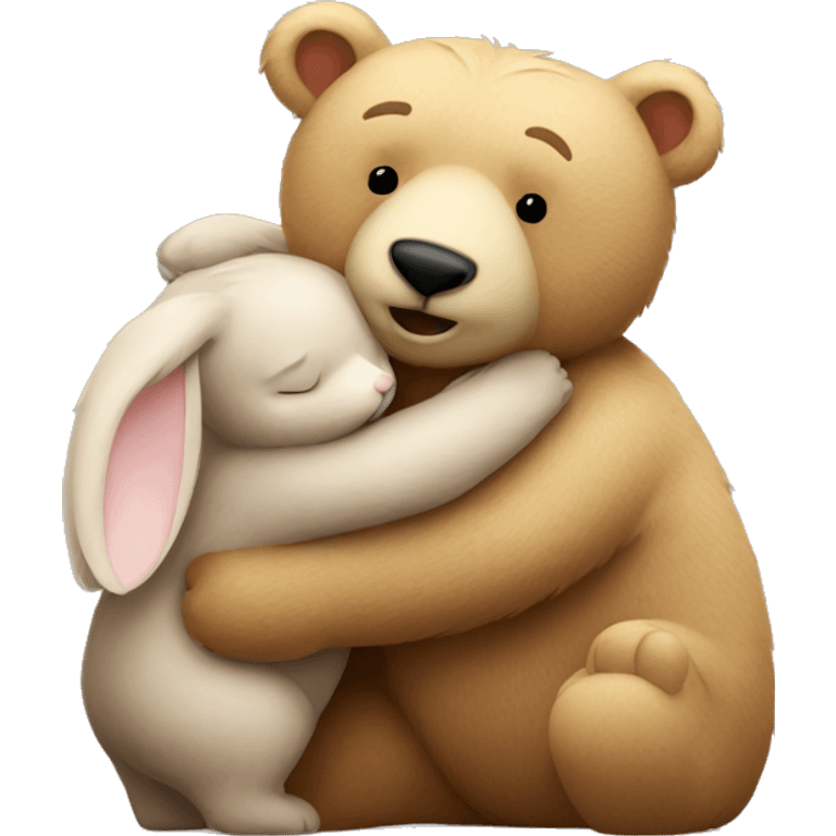 Bear hugging rabbit from behind emoji