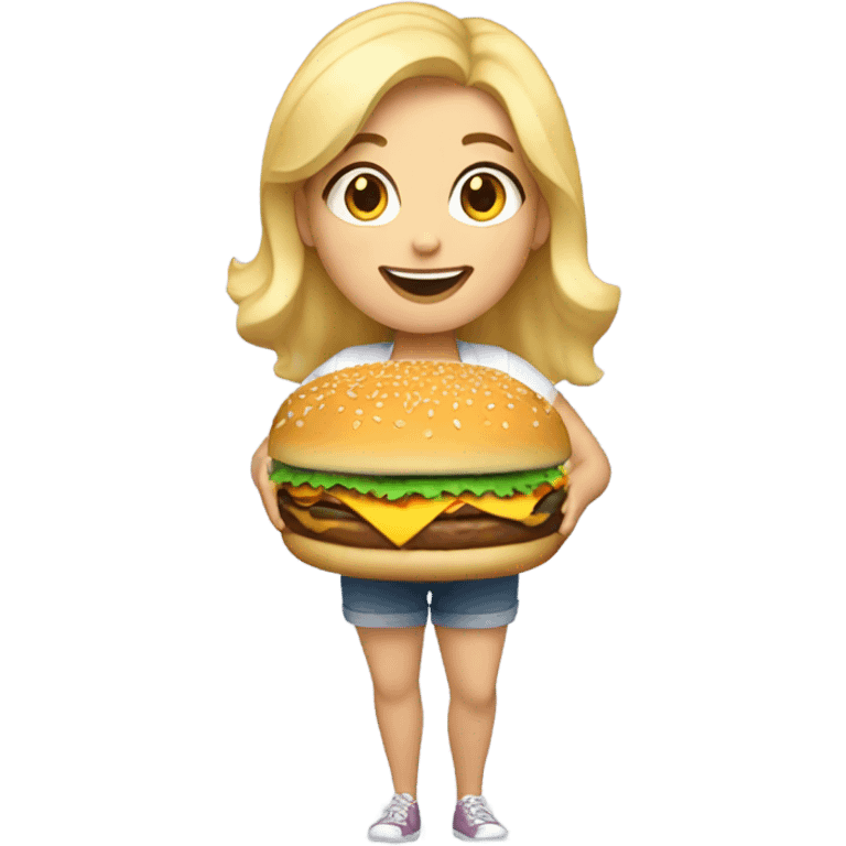 fat blonde girl with burger emoji