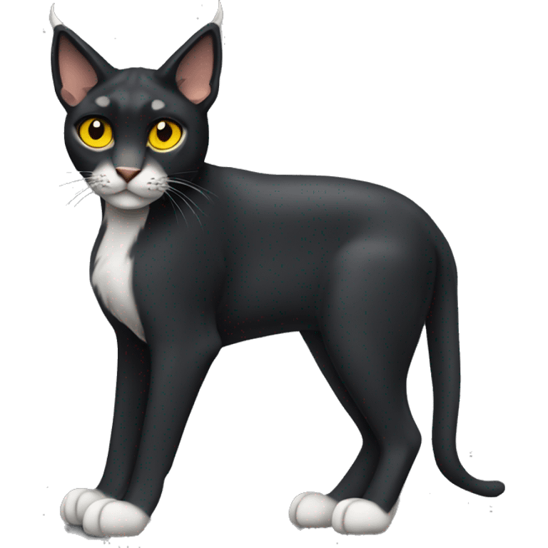 Pointed ears like lynx sleek black cat full body yellow eyes  emoji