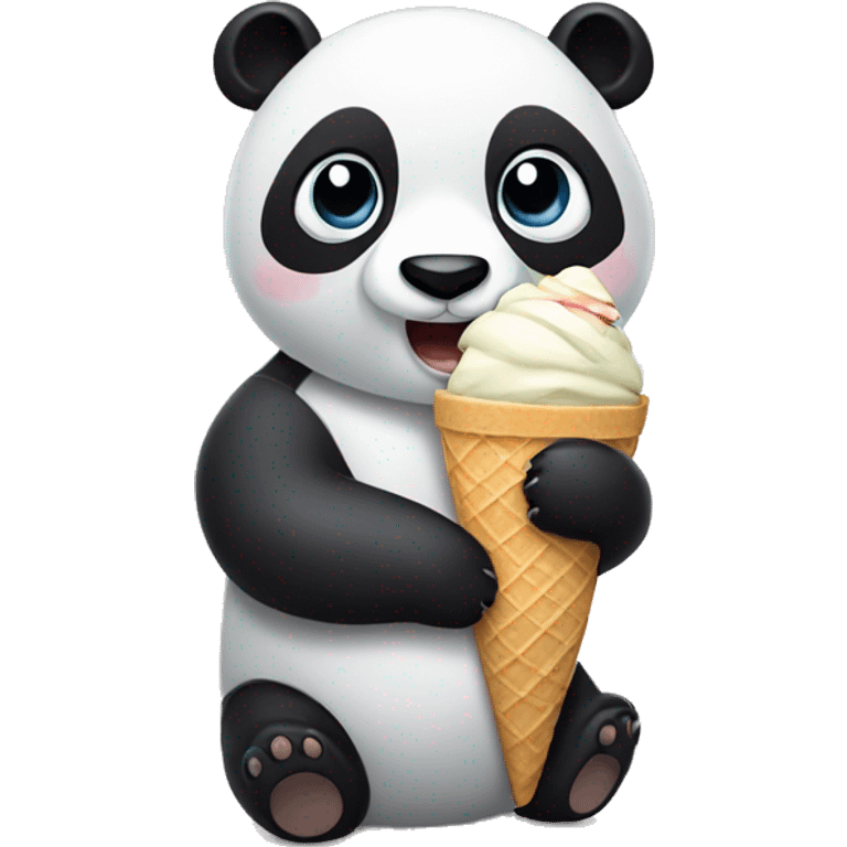 Panda eating ice cream emoji