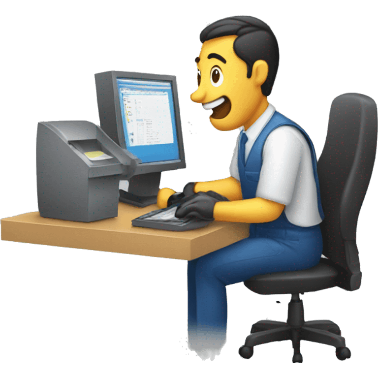 empleado trabajando con su computadora emoji