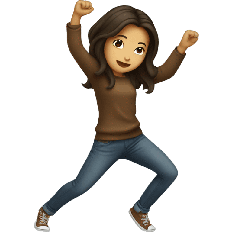 brunette girl dabbing emoji