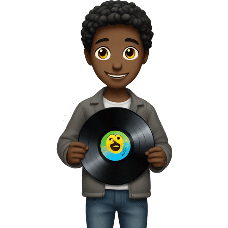 jewish boy holding a vinyl record emoji