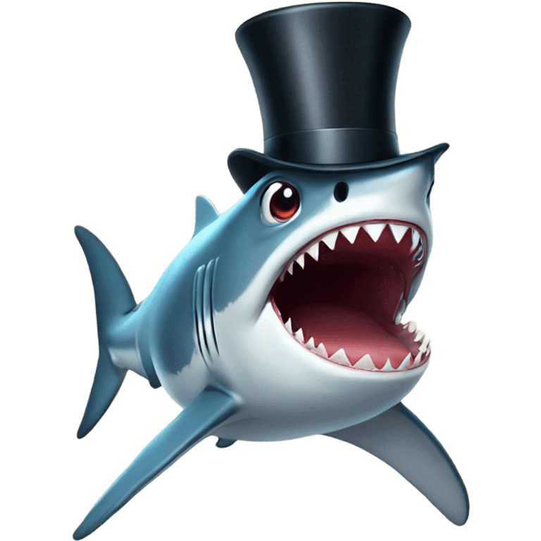 Shark with a top hat emoji