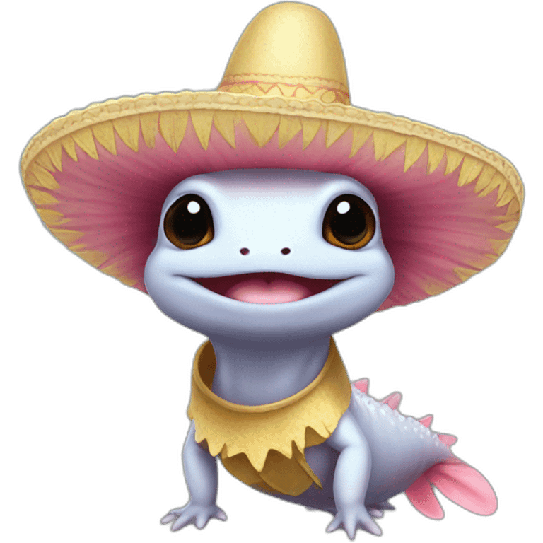 Axolotl with a sombrero cute emoji