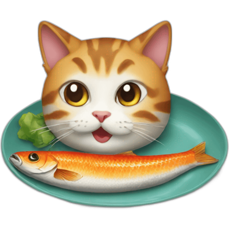 Kucing makan ikan emoji