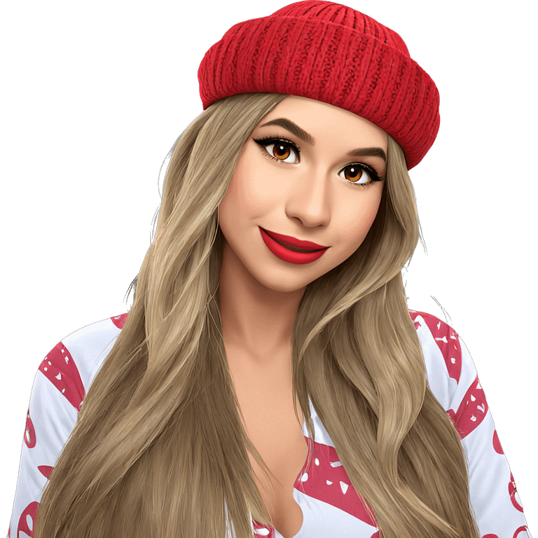 smiling girl in red hat emoji