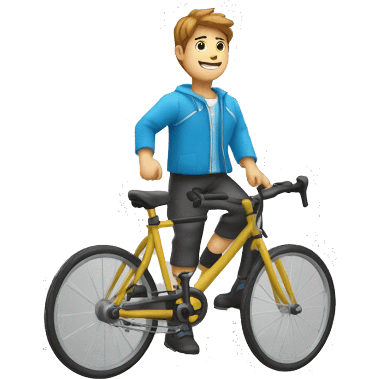 Un garçon sur un vélo avec une banderole dans les mains emoji