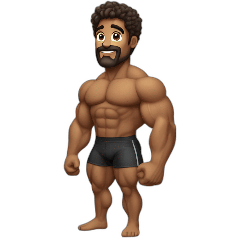 Bodybuilder pelo castaño sin barba emoji