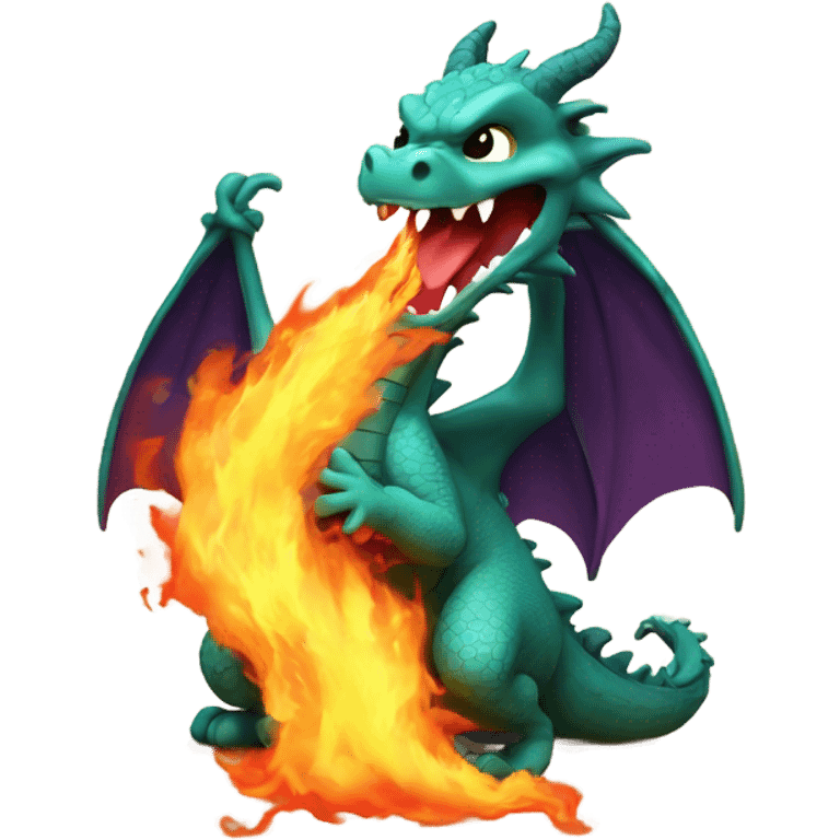 dragon with fire. cartoonish like  emoji