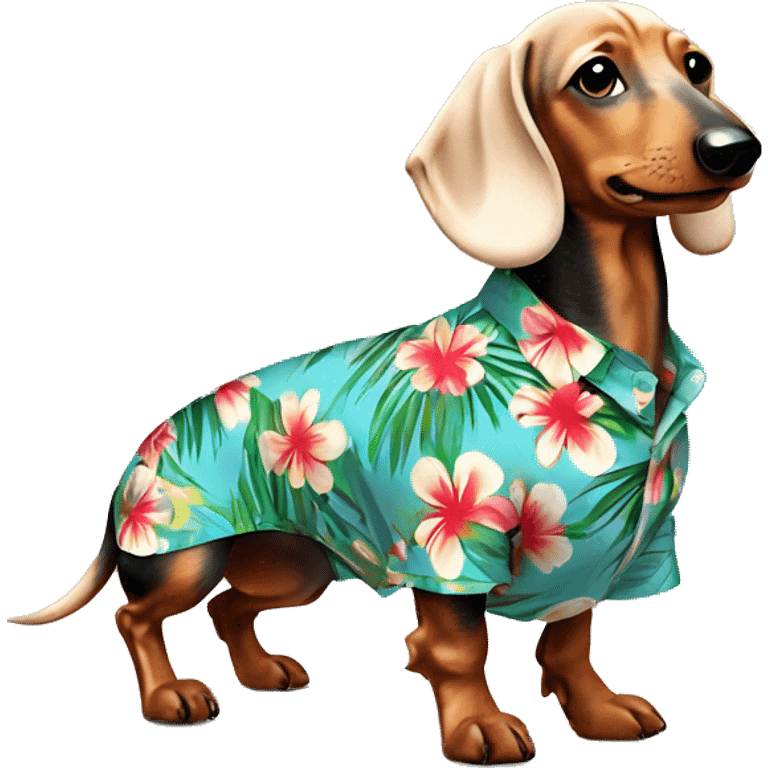 dachshund ￼wearing Hawaiian shirt￼ emoji