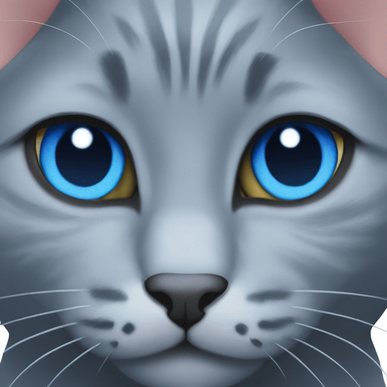 Russian blue cat face with blue eyes emoji