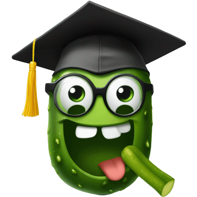 pickle happy face add glasses and graduation cap emoji