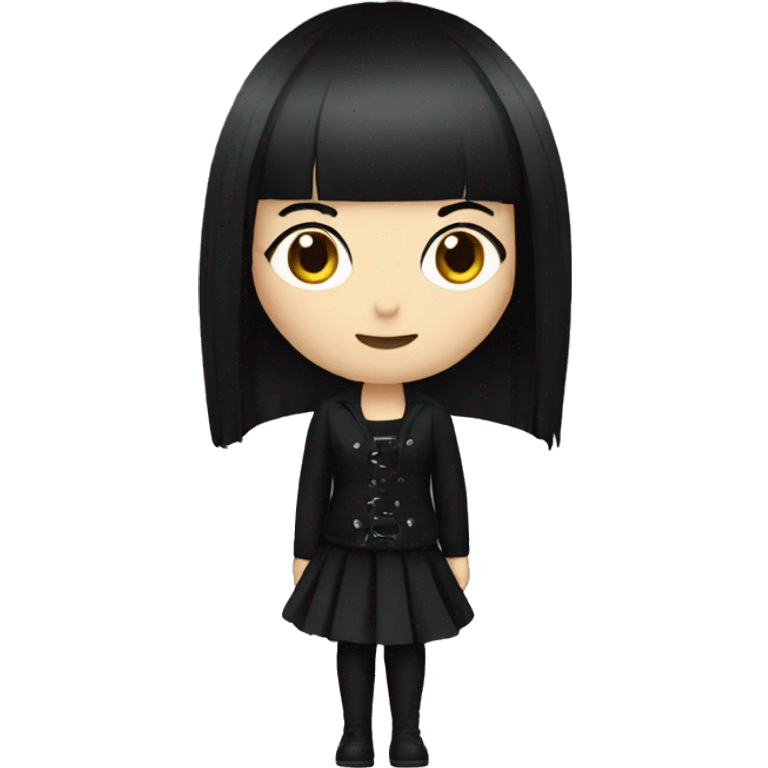 white women wearing goth outfit with black straight hair and bangs emoji