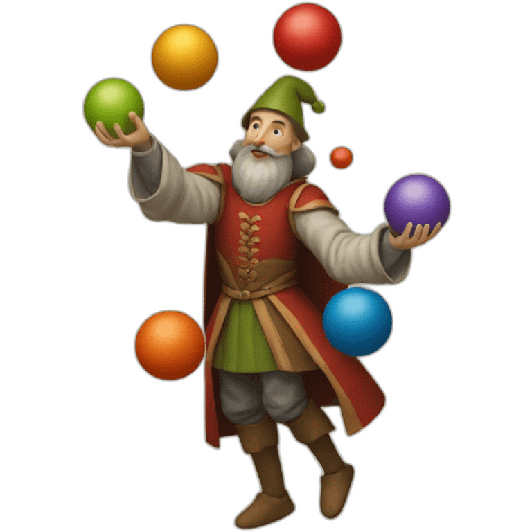 medieval juggler juggling 4 balls over them emoji