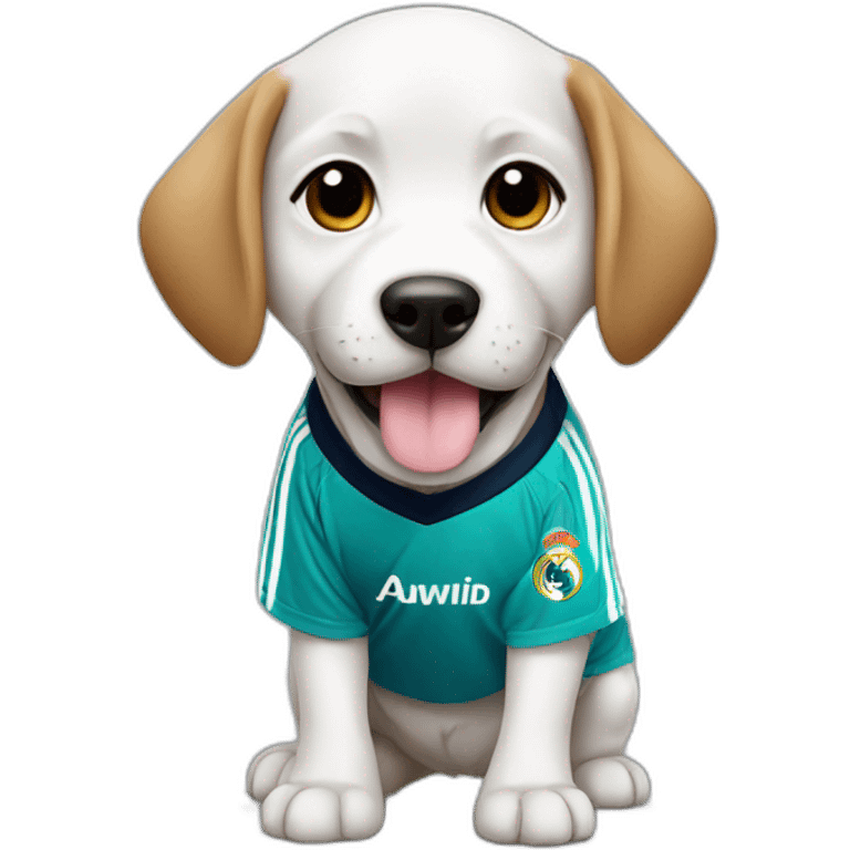 Puppy with a real madrid shirt emoji