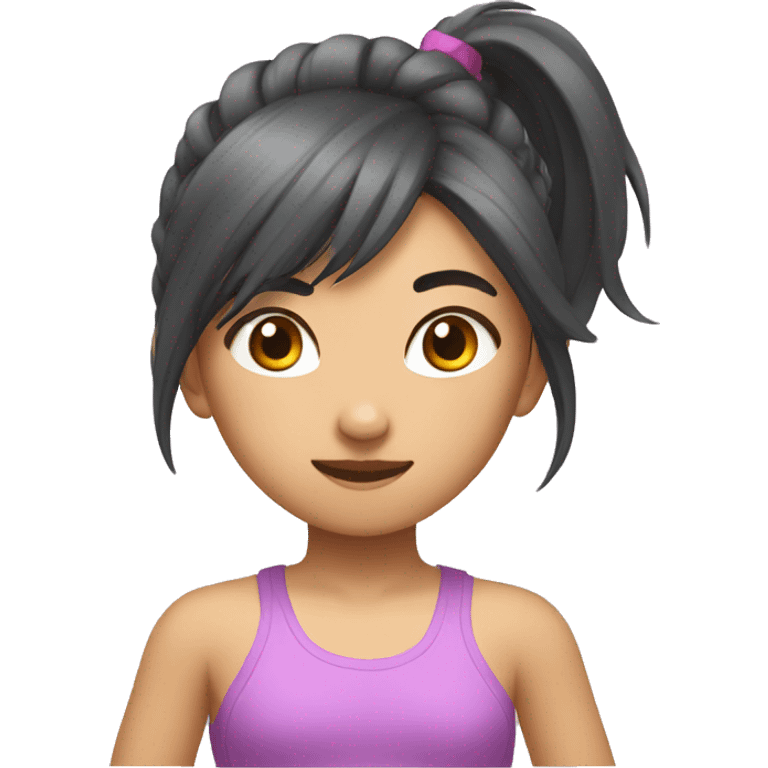 Chinese girl with medium hair flexing emoji