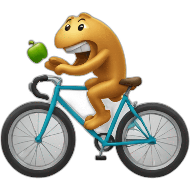 Cashew riding a bicycle throwing d emoji