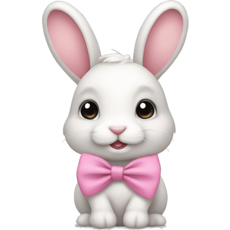 Cute Rabbit wearing pink bow emoji