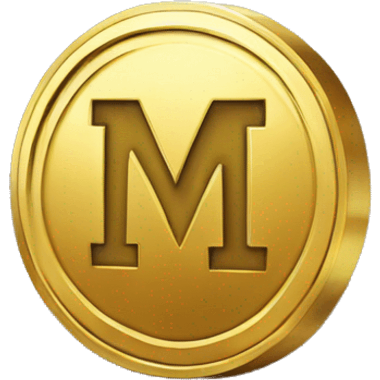 golden pixel coin with letter m emoji