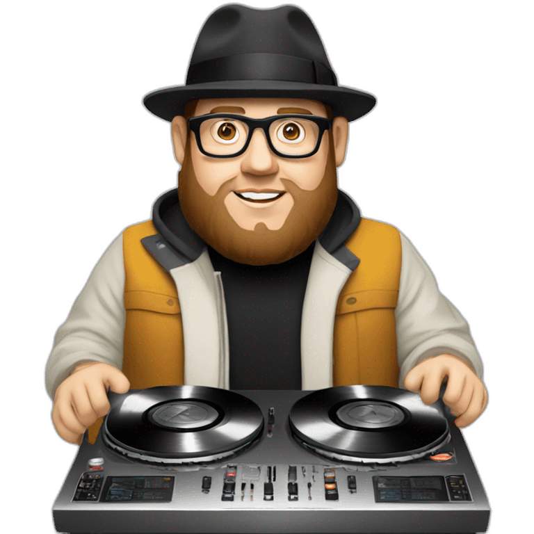 Nick frost djing to a pilgrim emoji