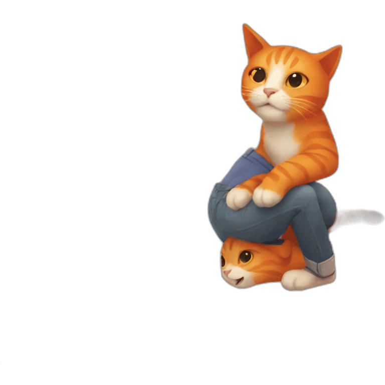 Orange cat and human playing  emoji