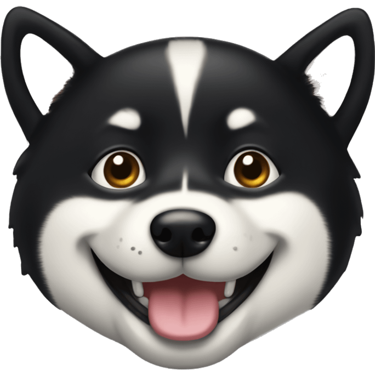 black shiba inu face | grinning face with big eyes | mouth | open | smile emoji