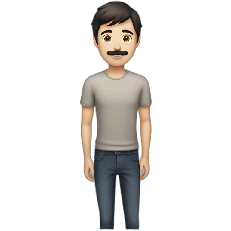 male straight short dark hair, body, greeting, moustache emoji