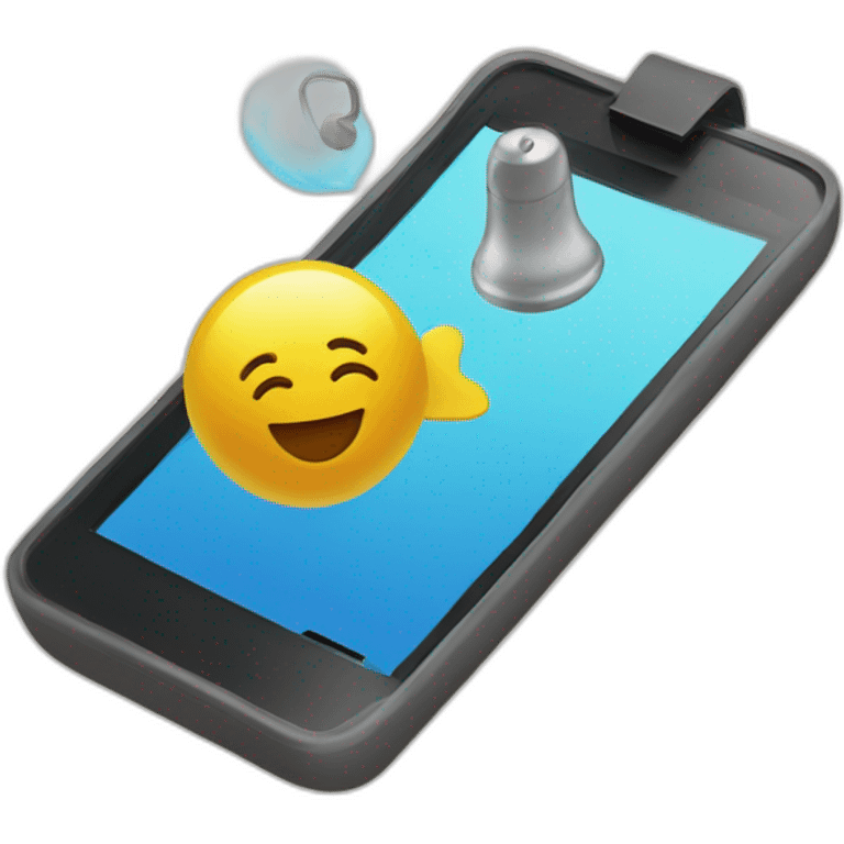 floating cellphone and floating bell emoji