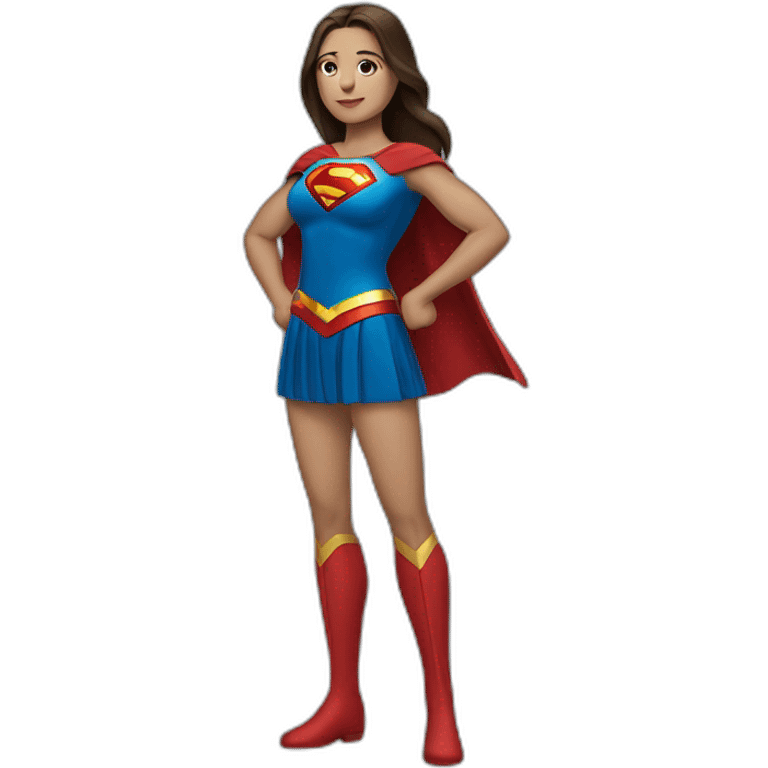 Full-length superwoman with straight brown hair and middle parting emoji