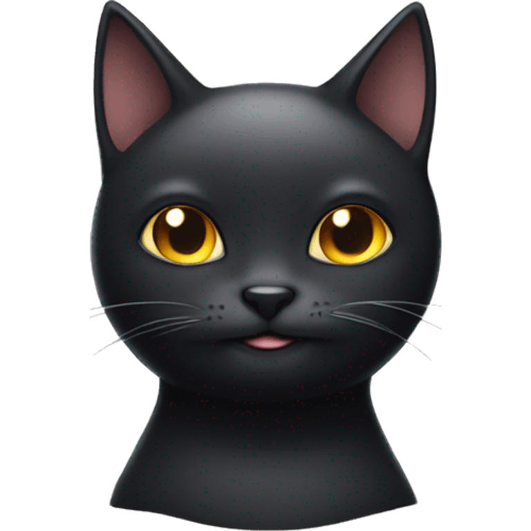 Black cat , face only, with a smirk on his face, with halo around his head emoji