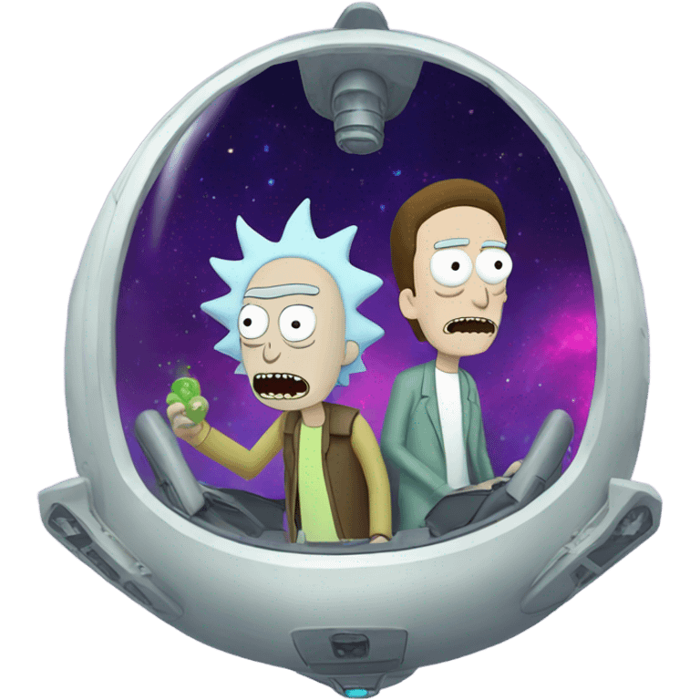 Rick and Morty in their space ship emoji