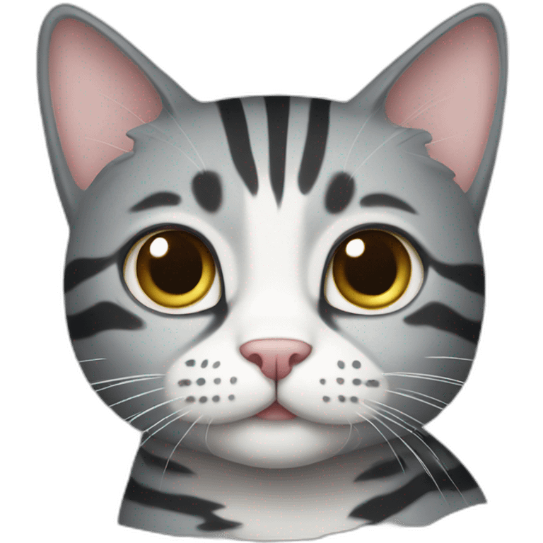 gray striped cat with white spots emoji