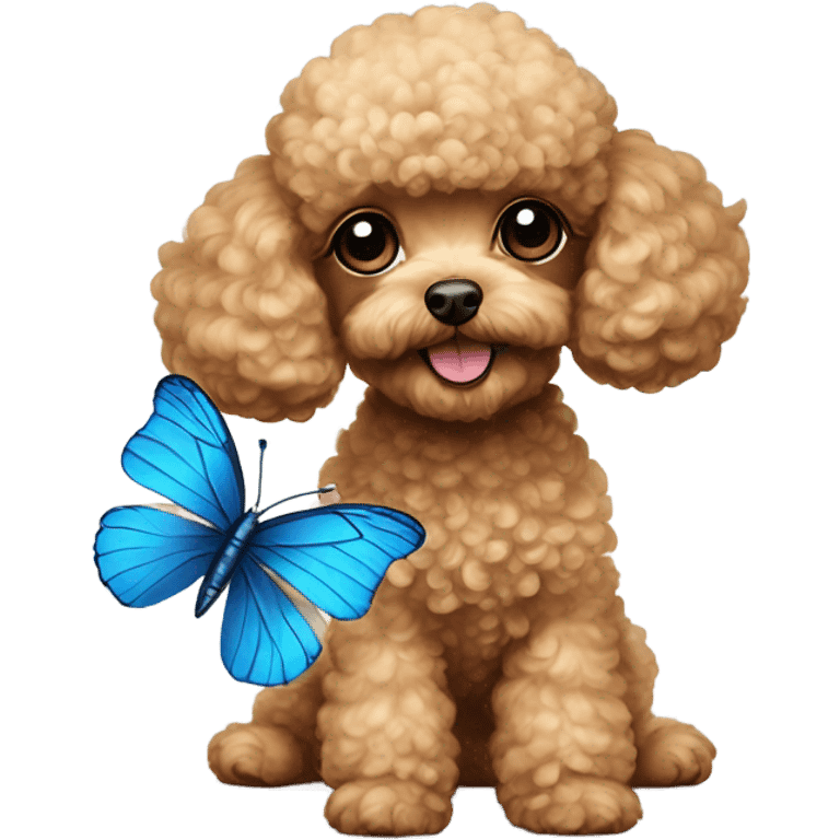 Toy poodle with blue butterfly  emoji