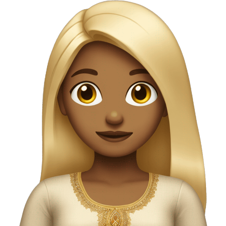 Indian girl with blond hair touching her hair emoji