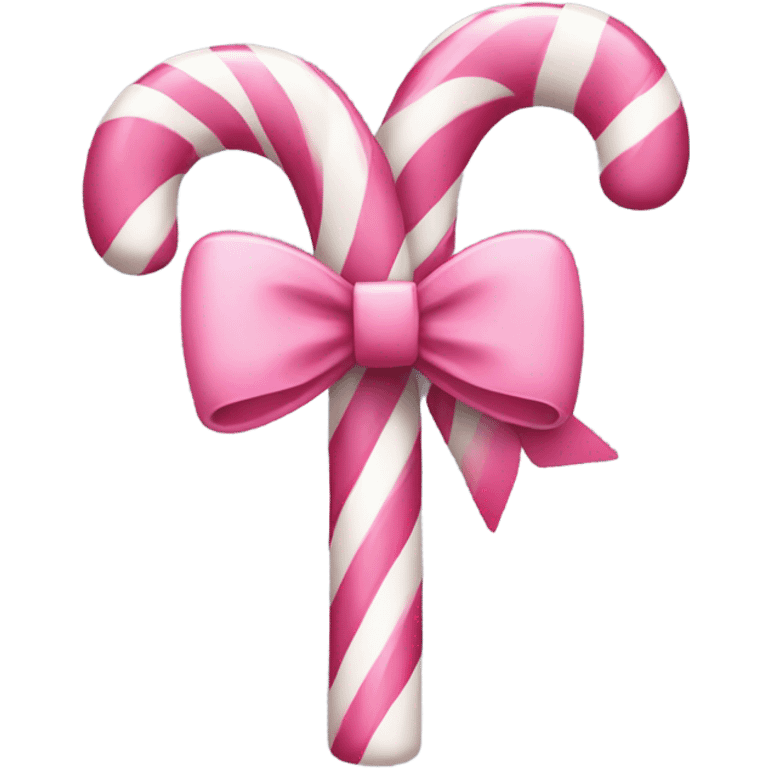 Pink candy cane with bow emoji