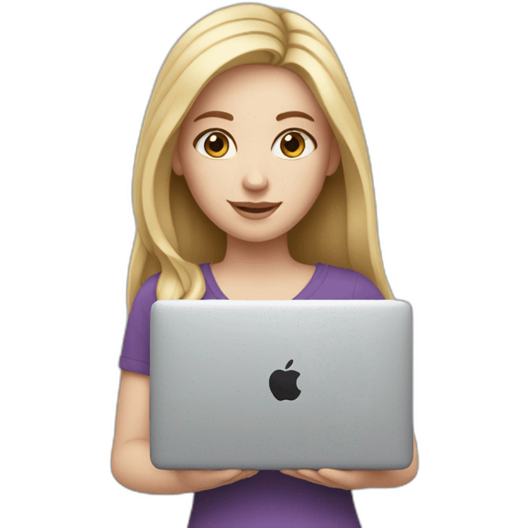 white Girl with macbook emoji