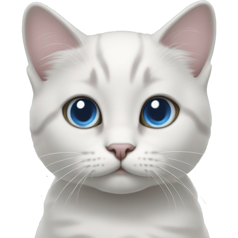 White and Light gray munchkin cat blue with eyes standing emoji