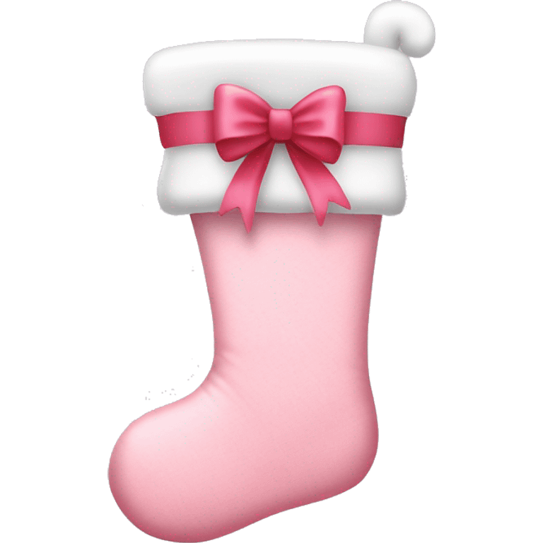  light pink Christmas stocking with bow emoji