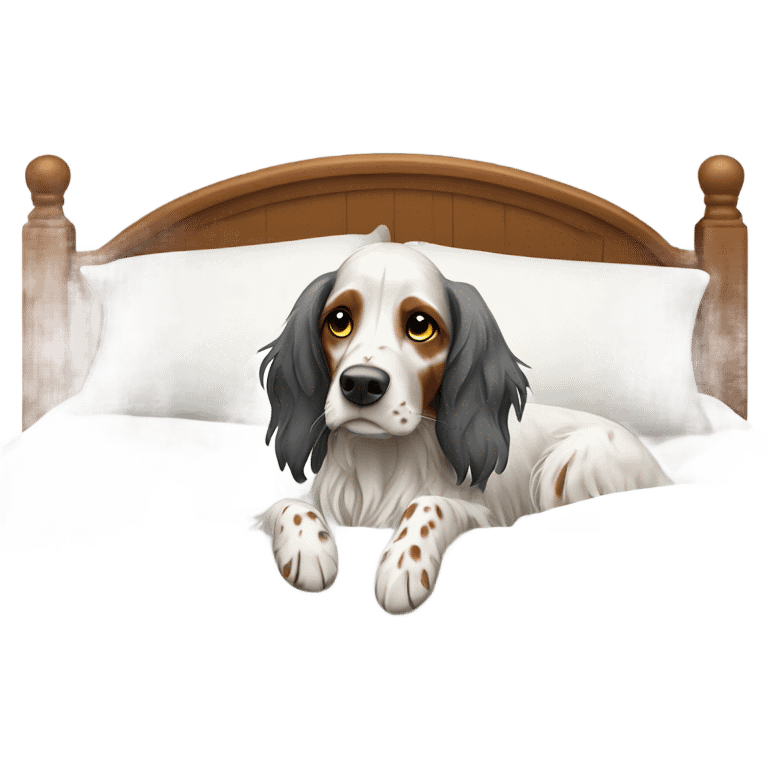 English setter in bed emoji