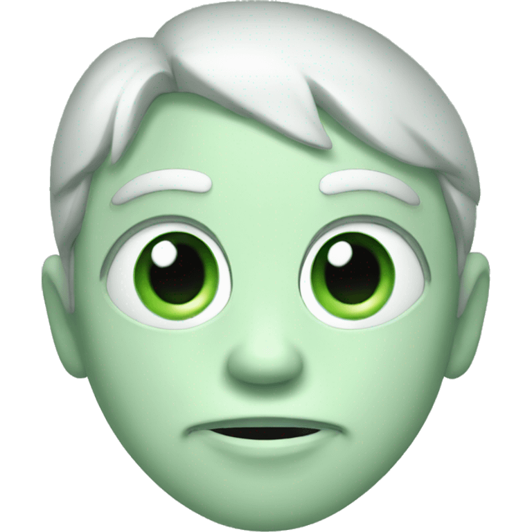 green face smug black eyes white pupils emoji