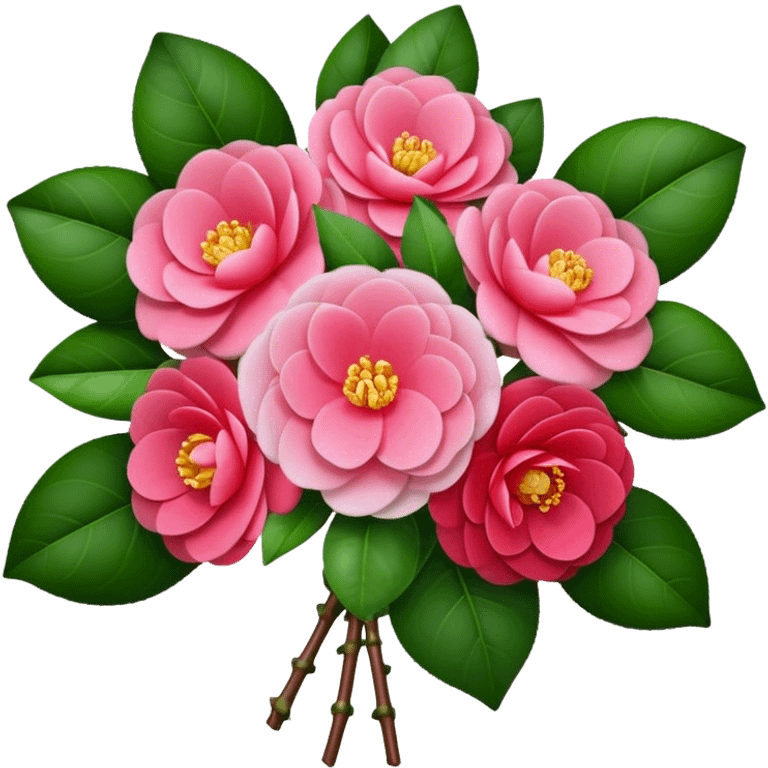 big bouquet Camellia flower, stem, leaf, more flower emoji