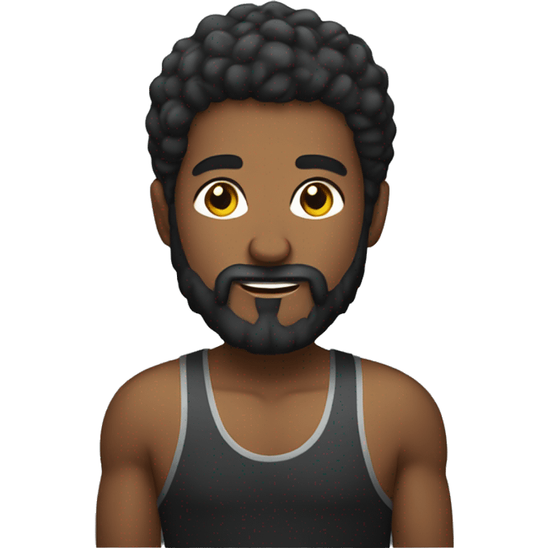 Hombre negro con  barba entrenando emoji