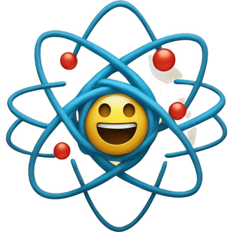 atom with wide smile emoji