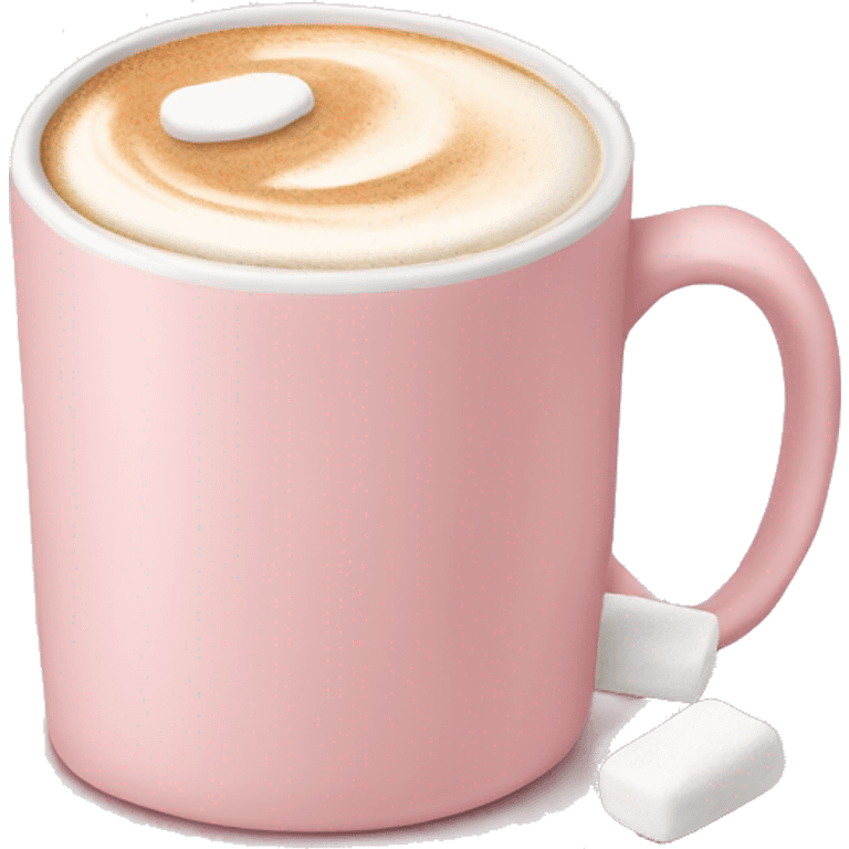 Light Pink mug of latte with marshmallows  emoji