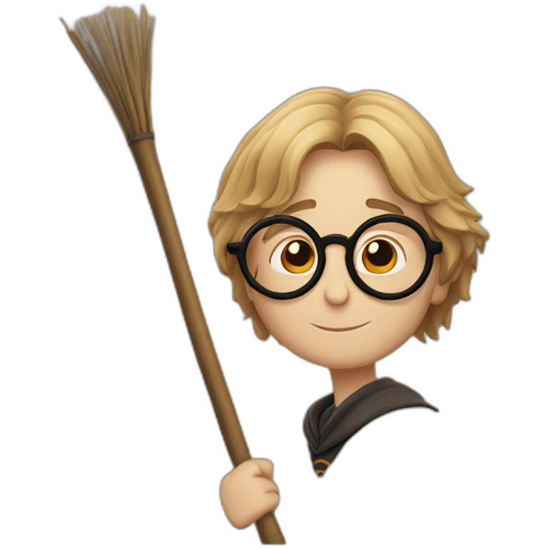 Harry Potter with round glasses on a broom emoji