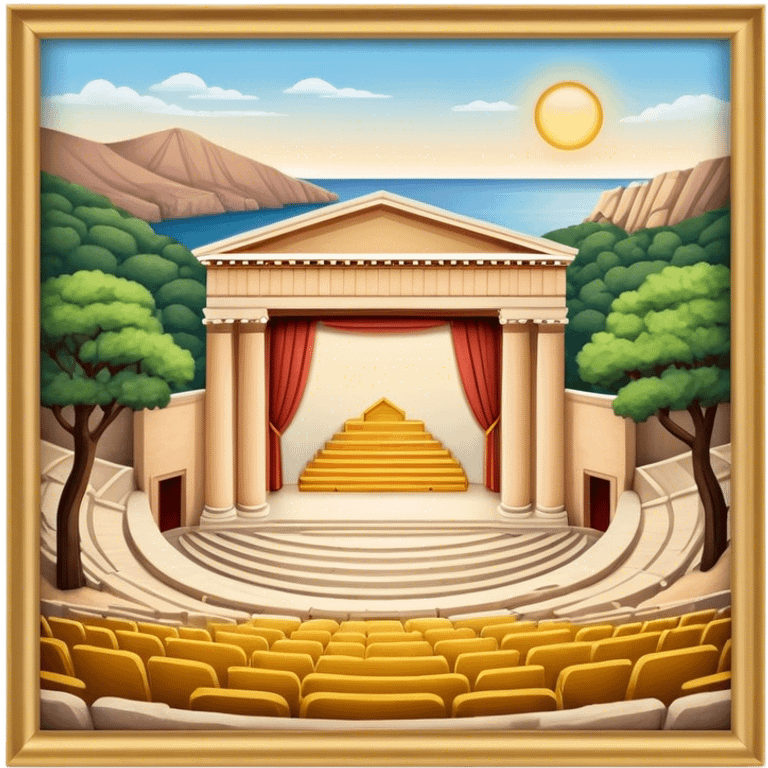 Cinematic Realistic Theatre of Epidaurus Landmark Emoji, depicted as a classical open‚Äêair theatre nestled in nature rendered with soft textures and serene, historical lighting. emoji