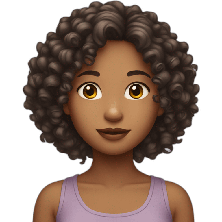 Mixed races girl with curly hair emoji